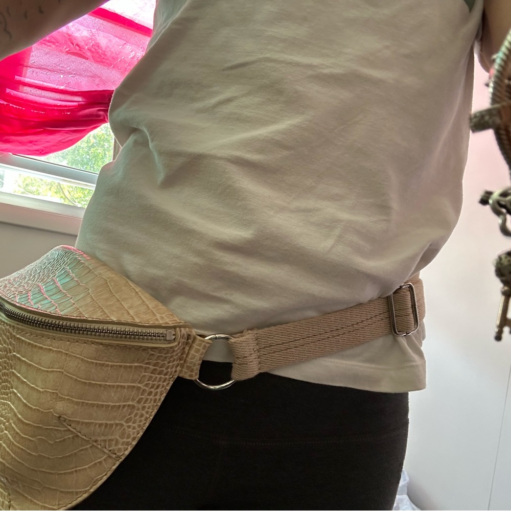 Brand new, never worn no tags BellaRose leather snake skin waist/shoulder bag